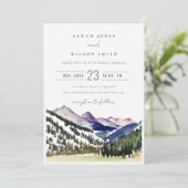 Rocky Snow Mountain Waterverf Landscape Wedding Kaart (Staand voorkant)