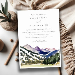 Rocky Snow Mountain Waterverf Landscape Wedding Kaart