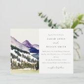 Rocky Snow Mountain Waterverf Landscape Wedding Kaart (Staand voorkant)