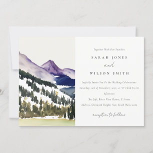 Rocky Snow Mountain Waterverf Landscape Wedding Kaart