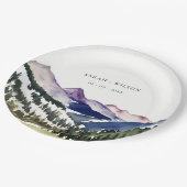 Rocky Snow Mountain Waterverf Landscape Wedding Papieren Bordje (Gekanteld)