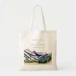 Rocky Snow Mountain Waterverf Landscape Wedding Tote Bag