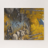 Rocky Stream met gouden espenbomen, vs 2 schilderi Legpuzzel (Horizontaal)