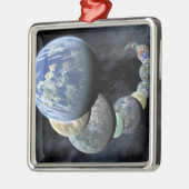 Rocky, terrestrische werelden metalen ornament (Links)