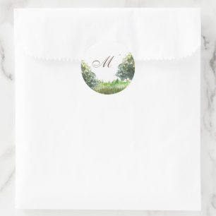 Rocky Tree Monogram Bruiloft Envelop Afdichtingen Ronde Sticker