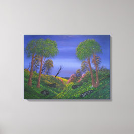 Rocky Valley Blue Sky Colorful Landschap Canvas Afdruk