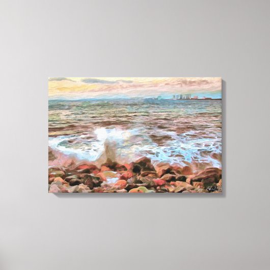 Rocky Waves 0742 Art Canvas Afdruk (Voorkant)