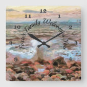 Rocky Waves 0742 Vierkante Klok (Voorkant)