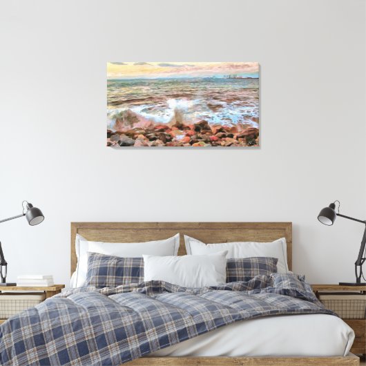 Rocky Waves 742 Art Canvas Afdruk (Insitu (Slaapkamer))