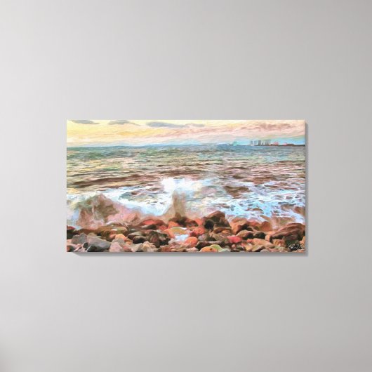 Rocky Waves 742 Art Canvas Afdruk (Voorkant)