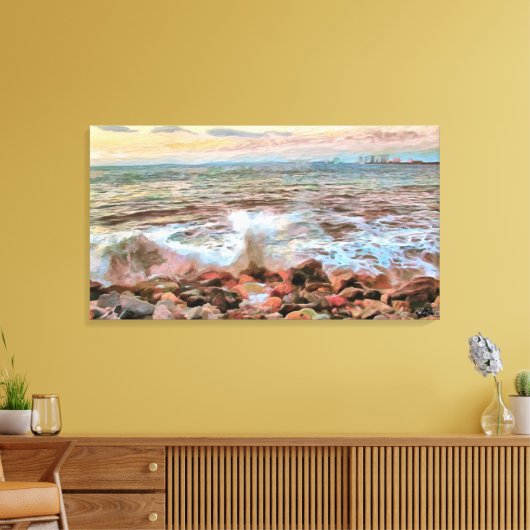 Rocky Waves 742 Art Canvas Afdruk (Insitu (Woonkamer))