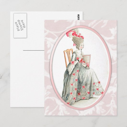 Rococco Lady Briefkaart (Voorkant / Achterkant)