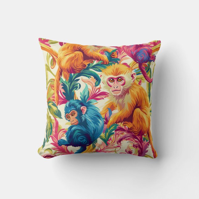 Rococo Aap Patroon Kussen (Voorkant)