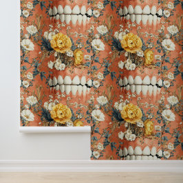 Rococo Art Teeth Flower Smile Dental Clinic Decor Behang