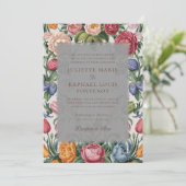 Rococo Barok Bloemen Alles in één bruiloft Kaart (Staand voorkant)