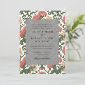 Rococo Barok Bloemen Alles in één bruiloft Kaart (Staand voorkant)