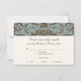  Rococo Barok Shell Etsen Scroll RSVP Kaartje