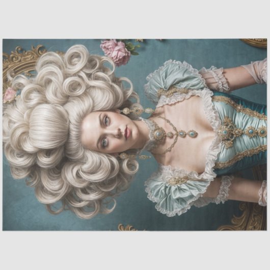 Rococo Beauty Decoupage Papier – weelderige jurk (Voorkant)