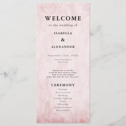  Rococo Bibliotheek Boek Romantisch Mauve Pink Programmakaart (Voorkant)