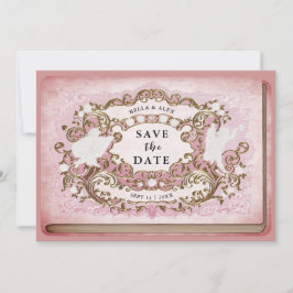  Rococo Bibliotheek Boek Romantisch Mauve Pink Save The Date