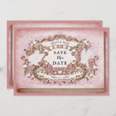  Rococo Bibliotheek Boek Romantisch Mauve Pink Save The Date (Voorkant / Achterkant)
