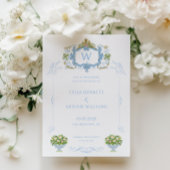 Rococo Blau Monogram Wapen Huwelijk Save The Date