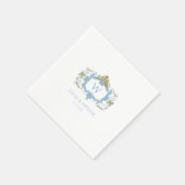 Rococo Blau Monogram Wapen Huwelijk  Servet (Hoek)