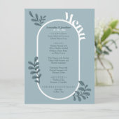 Rococo Blauw Eenvoudig Bruiloft Menu Kaart (Staand voorkant)