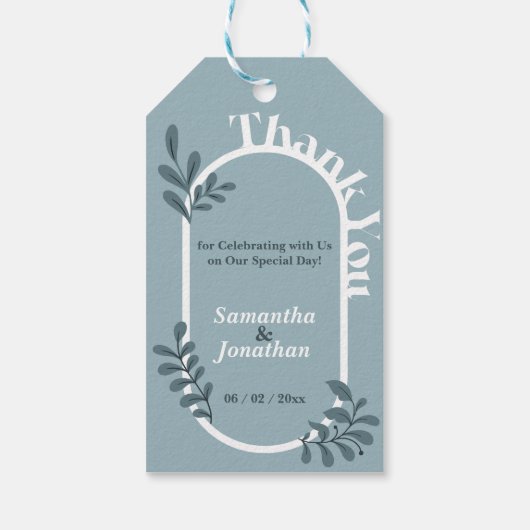 Rococo Blauw Eenvoudige Bruiloft Cadeaulabel (Achterkant)