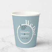 Rococo Blauw Eenvoudige Bruiloft Papieren Bekers (Voorkant)