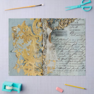 Rococo Blauw Goud Italiaans Romantisch Tissuepapier