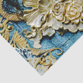 Rococo Blauw Goud Italiaans Romantisch Tissuepapier (Detail)