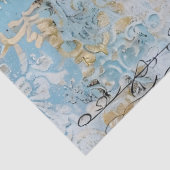 Rococo Blauw Goud Italiaans Romantisch Tissuepapier (Detail)