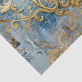 Rococo Blauw Goud Italiaans Romantisch Tissuepapier (Detail)