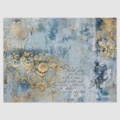 Rococo Blauw Goud Italiaans Romantisch Tissuepapier (Voorkant)