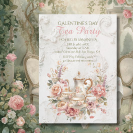 Rococo Bloem Thee Galentine Feestje Zachte Blos Kaart