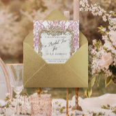  Rococo Bloemen Stoffige Roze N Gouden Bruidsthee Folie Uitnodiging