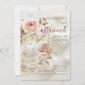 Rococo Bloemige Thee Galentine Brunch Zachte Paste Kaart (Voorkant)