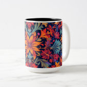 Rococo Blossom Tweekleurige Koffiemok (Voorkant rechts)