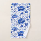 Rococo Blue Floral Elegance Bad Handdoek (Handdoek)