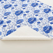 Rococo Blue Floral Elegance Sherpa Deken (3/4)