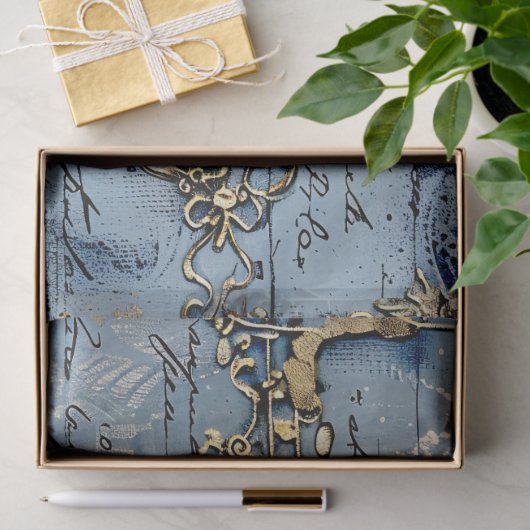 Rococo Blue Gold Italian Romantic  Tissuepapier (Geschenk)