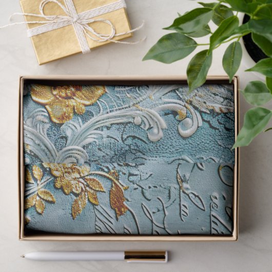 Rococo Blue Gold Italian Romantic  Tissuepapier (Geschenk)