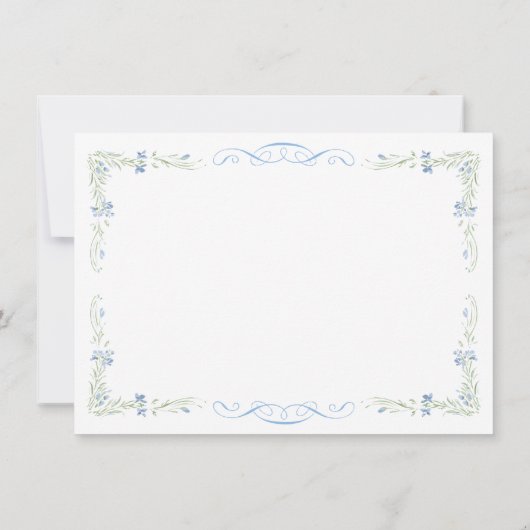 Rococo Blue Monogram Crest Wedding Bedankkaart (Achterkant)