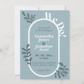 Rococo Blue Simple Wedding Invitation Kaart (Voorkant)