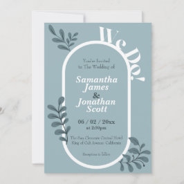Rococo Blue Simple Wedding Invitation Kaart