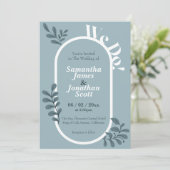 Rococo Blue Simple Wedding Invitation Kaart (Staand voorkant)