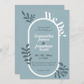 Rococo Blue Simple Wedding Invitation Kaart (Voorkant / Achterkant)