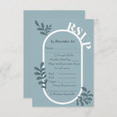 Rococo Blue Simple Wedding RSVP Kaart (Voorkant / Achterkant)