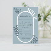 Rococo Blue Simple Wedding RSVP Kaart (Staand voorkant)